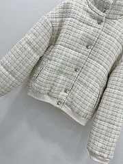 Chanel Cropped Down Jacket Tweed White 15495 - 6