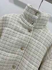 Chanel Cropped Down Jacket Tweed White 15495 - 5