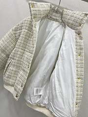 Chanel Cropped Down Jacket Tweed White 15495 - 3