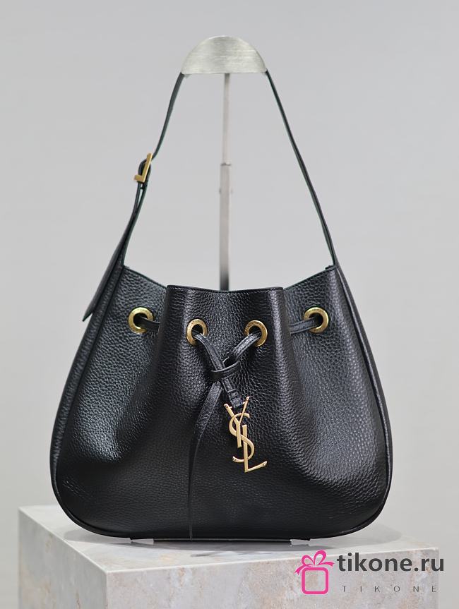 YSL Paris Vii Small Hobo In Grained Leather Black - 30x25x3cm - 1