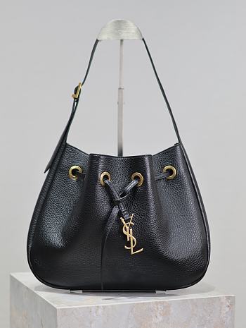 YSL Paris Vii Small Hobo In Grained Leather Black - 30x25x3cm