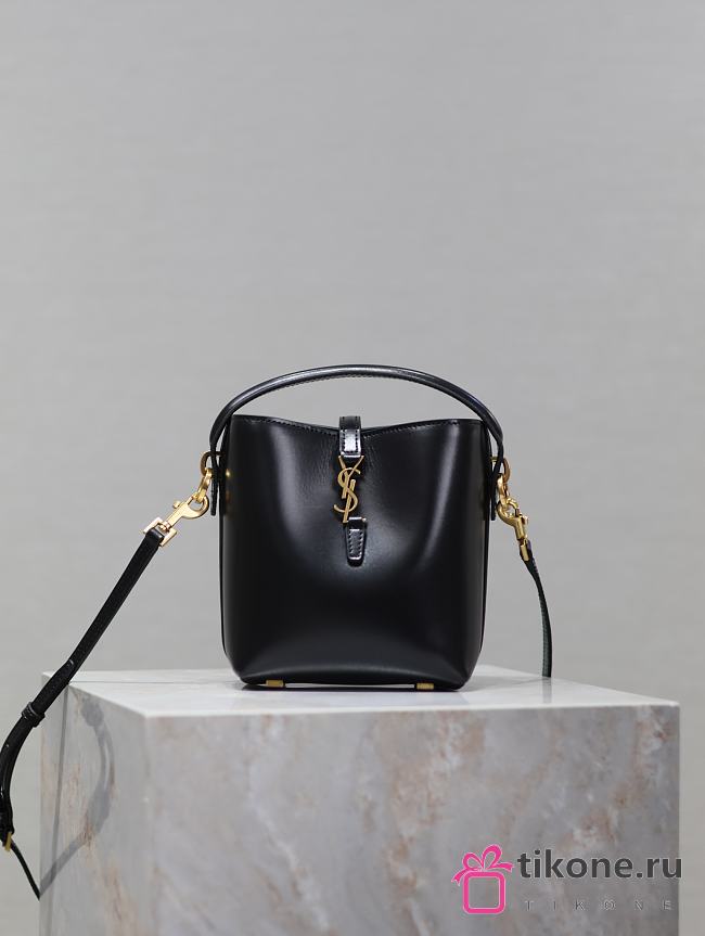 YSL Le 37 Mini In Shiny Leather Black - 15x13x6cm - 1