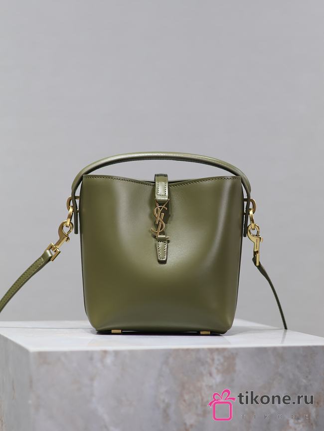 YSL Le 37 Mini In Shiny Leather Green - 15x13x6cm - 1