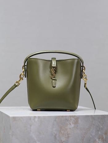 YSL Le 37 Mini In Shiny Leather Green - 15x13x6cm