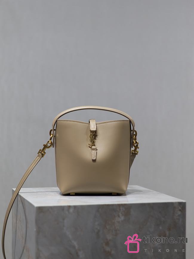 YSL Le 37 Mini In Shiny Leather Dark Beige - 15x13x6cm - 1