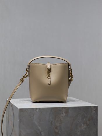 YSL Le 37 Mini In Shiny Leather Dark Beige - 15x13x6cm