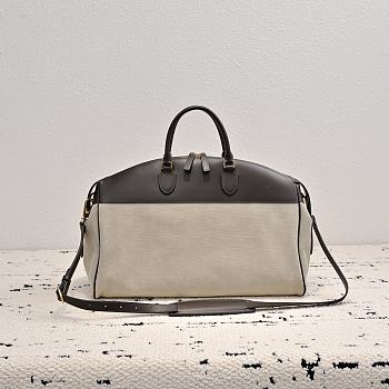 The Row George XL Leather Trimmed Denim Duffel Bag In Neutrals - 44x30x18.5cm