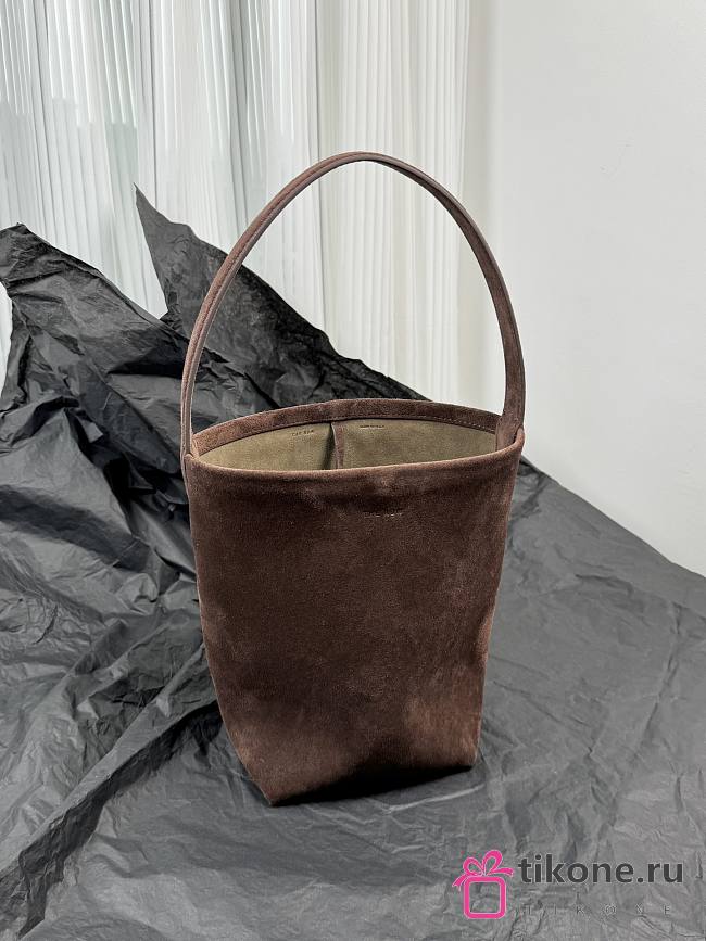 The Row Small N/S Park Tote Bag in Suede Dark Brown - 25x22x12cm - 1