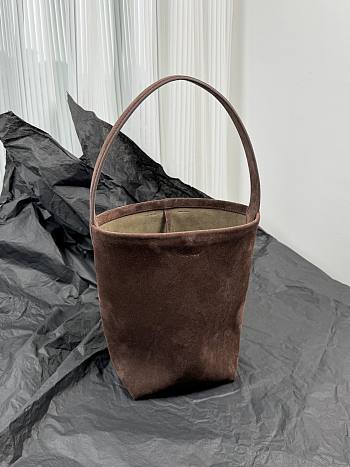 The Row Small N/S Park Tote Bag in Suede Dark Brown - 25x22x12cm