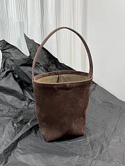 The Row Small N/S Park Tote Bag in Suede Dark Brown - 25x22x12cm - 6