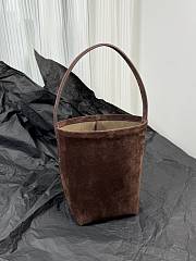 The Row Small N/S Park Tote Bag in Suede Dark Brown - 25x22x12cm - 5