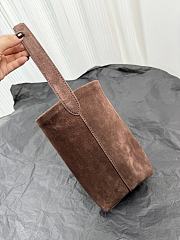 The Row Small N/S Park Tote Bag in Suede Dark Brown - 25x22x12cm - 2