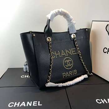 Chanel Chain Tote Size Large Caviar Leather Black