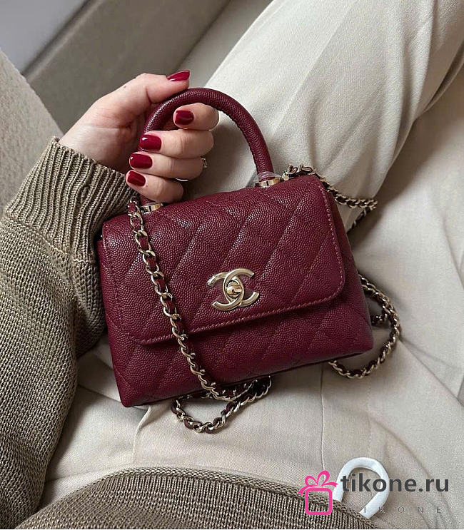 Chanel Coco Caviar Burgundy 19cm - 1