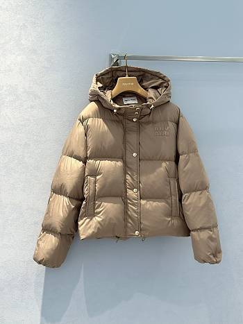 Miumiu Padded jacket With Logo Beige