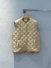 Miumiu Logo Quilted Vest In Cream - 1