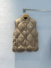 Miumiu Logo Quilted Vest In Dark Beige - 1