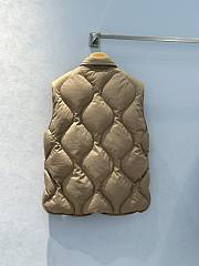 Miumiu Logo Quilted Vest In Dark Beige - 4