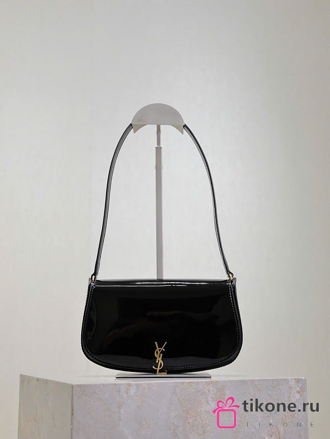 YSL Mini Voltaire In Patent Leather Black - 21x11x4.5cm - 1