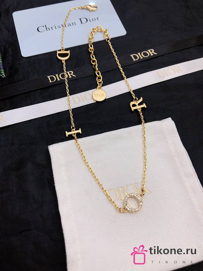 Dior Evolution Necklace Gold Finish Metal and White Crystals - 1