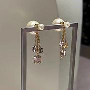 Dior Tribales Earrings Gold Finish Metal with White Resin Pearls and Silver Tone Crystals - 2