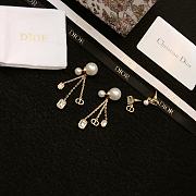 Dior Tribales Earrings Gold Finish Metal with White Resin Pearls and Silver Tone Crystals - 3