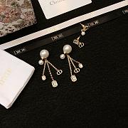 Dior Tribales Earrings Gold Finish Metal with White Resin Pearls and Silver Tone Crystals - 4