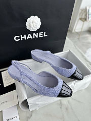 Chanel Slingback Iridescent Tweed Patent Calfskin Black Purple 2cm - 1