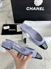 Chanel Slingback Iridescent Tweed Patent Calfskin Black Purple 2cm - 5