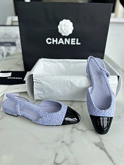 Chanel Slingback Iridescent Tweed Patent Calfskin Black Purple 2cm - 3