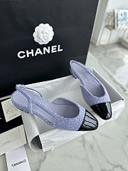 Chanel Slingback Iridescent Tweed Patent Calfskin Black Purple 2cm - 4