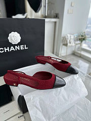 Chanel Slingback Iridescent Tweed Lamskin Black Red 2cm - 1