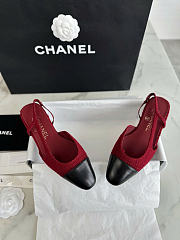 Chanel Slingback Iridescent Tweed Lamskin Black Red 2cm - 6