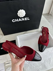 Chanel Slingback Iridescent Tweed Lamskin Black Red 2cm - 5