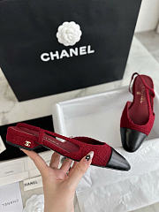 Chanel Slingback Iridescent Tweed Lamskin Black Red 2cm - 3