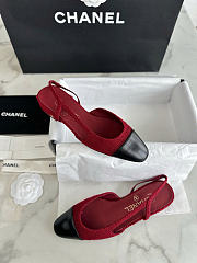 Chanel Slingback Iridescent Tweed Lamskin Black Red 2cm - 4