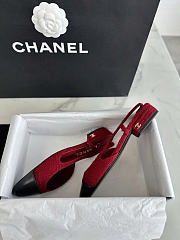 Chanel Slingback Iridescent Tweed Lamskin Black Red 2cm - 2