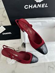 Chanel Slingback Iridescent Tweed Lamskin Black Red 6.5cm - 5