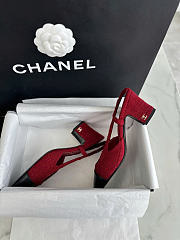 Chanel Slingback Iridescent Tweed Lamskin Black Red 6.5cm - 4