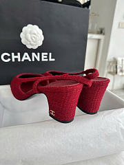 Chanel Slingback Iridescent Tweed Lamskin Black Red 6.5cm - 6