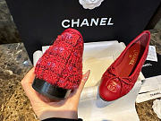 Chanel Ballet Flats Tweed Lamskin Red - 6