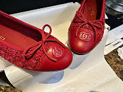 Chanel Ballet Flats Tweed Lamskin Red - 4