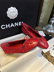 Chanel Ballet Flats Tweed Lamskin Red - 3