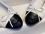 Chanel Ballet Flats Tweed Lamskin White Black - 2