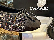 Chanel Ballet Flats Glittered Tweed Grosgrain Black  - 3