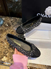 Chanel Ballet Flats Glittered Tweed Grosgrain Black  - 5