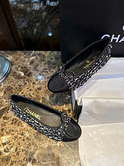 Chanel Ballet Flats Glittered Tweed Grosgrain Black  - 6