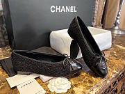 Chanel Ballet Flats Tweed Lamskin Black - 1