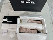 Chanel Ballet Flats Glittered Tweed Grosgrain Beige Black - 6