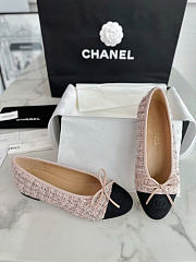 Chanel Ballet Flats Glittered Tweed Grosgrain Beige Black - 2